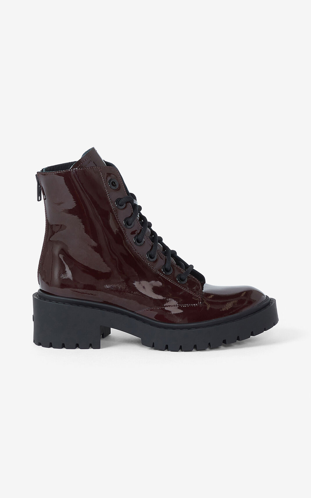 Kenzo Pike lace up leather ankle Ženska Škornji Burgundija SI-1919045